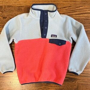 Patagonia Kids' Fleece Pullover - Pink and Light Blue